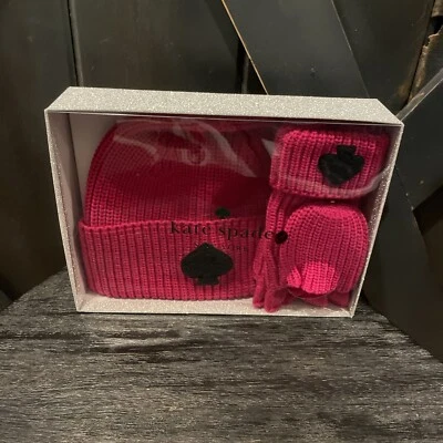 kate spade New York Women’s Hat & Mitten Gift Set Box Chenille Patch Logo NEW - Image 1 of 4
