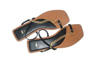 Zapatos mujer ZARA sandalias planas sandalia negro talla 37 - Imagen 1 de 9