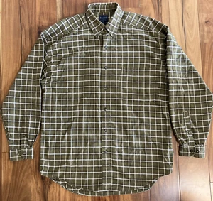 Vintage Structure Mens Size Medium Plaid Flannel Long Sleeve White/ Green Shirt - Picture 1 of 19