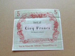 FRANCE banknote Douai, 5 Francs, 1870 - Emergency issue combined shipping (a) - Picture 1 of 2