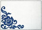 Damask Blue Embroidered quilt label floral flower filigree motif personalized
