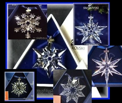 2000~2001~2002~2003~2004~2005 Swarovski~Snowflake STAR ORNAMENTO ANUAL~set/6~caja Foto 1 de 4