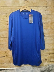 Under Armour Herren L Fitted Blau Langarm Sport 3/4 TShirt Neu #B38 - Bild 1 von 5