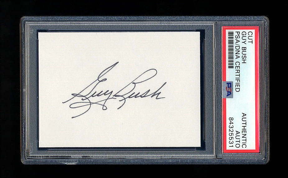 GUY BUSH SIGNED MINT CUT PSA/DNA AUTOGRAPHED CUBS GAVE UP BABE RUTH'S LAST HR - Image 1 of 1