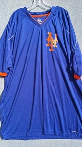 New York Mets Mens Shirt SZ 3XLT Majestic Cool Base Blue V-Neck Lightweight MLB - Picture 1 of 7
