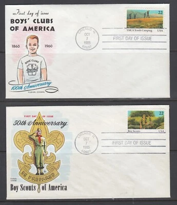 US Sc Sc 2160-2163 FDC 1985 Int'l Youth Year, Fluegel cachets, unaddressed, VF - Image 1 of 2