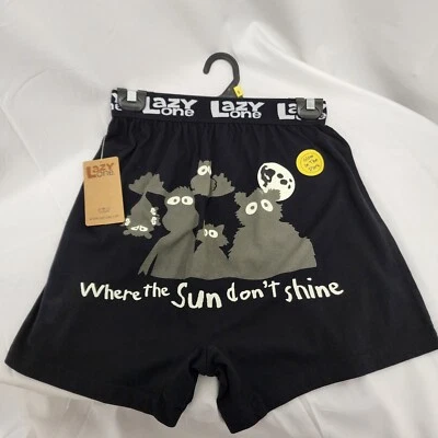 Lazy One men's Boxer shorts PJ lounge shorts The Sun Don't Shine  100% cotton - Image 1 of 3