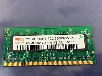HYMP532S64BP6-Y5 GENUINE HYNIX LAPTOP MEMORY 256MB 1RX16 PC2-5300S-555-12(CA67) - Image 1 of 2