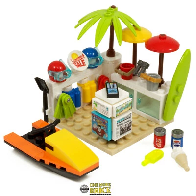 Beach Summer Shop | Inc Jetski, Surfing & Diving Gear | Kit Made With Real LEGO - Image 1 of 3