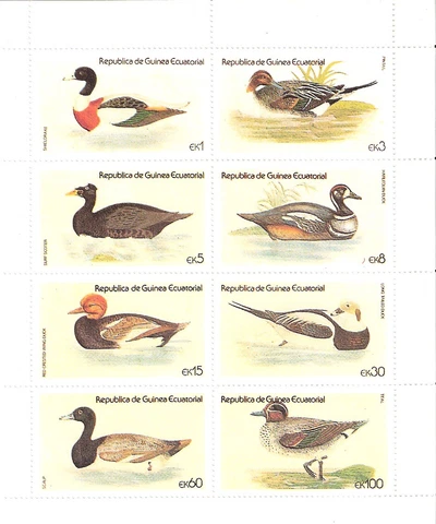 Equatorial Guinea 1978 Ducks Miniature Sheet of (8) MNH Cover