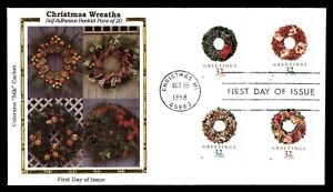 MayfairStamps US FDC 1998 Michigan Combo 4 Christmas Wreaths Colorano Silk First