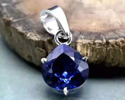 40.06 CT Naturale Zaffiro Blu Certificato 925 Argento Massiccio Ciondolo Gemma - Immagine 1 di 4