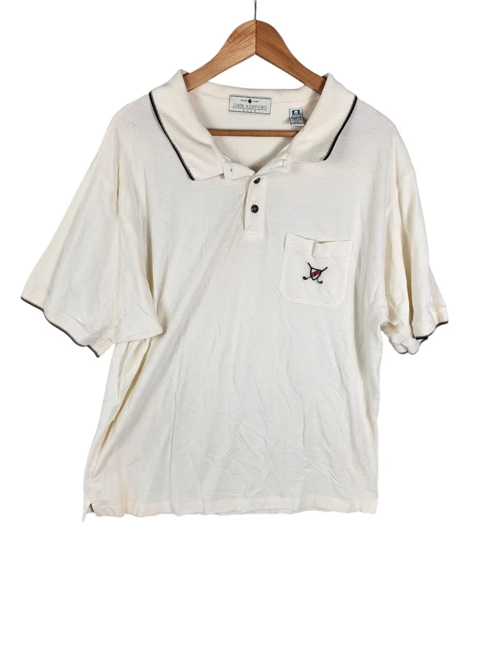 Camisa polo de golf John Ashford vintage años 90 bloques de colores talla XXL color crema para hombre Foto 1 de 4