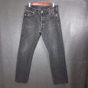 Levis 501 Jeans Herren 36x34 Straight Made in USA 90s Button Fly Denim Schwarz - Bild 1 von 10