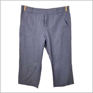 Pantalones capri cortos de lino estilo simple talla 16 púrpura bolsillos ajustables en la cintura - Imagen 1 de 6