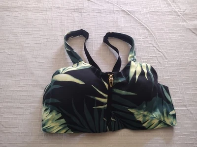 Victorias Secret Black Green Tropical Knockout Front Close Zip BRA Size 32D NWOT - Image 1 of 4