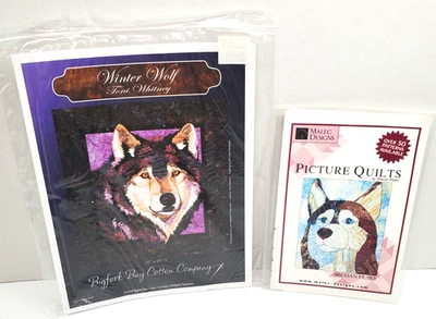 Lote de 2 folletos edredones con patrón de edredón de husky siberiano y lobo de invierno Foto 1 de 4