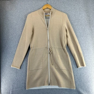 Cárdigan largo tejido E3 by Etcetera beige tostado suéter cremallera completa para mujer talla pequeña Foto 1 de 4