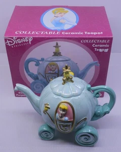 L - DISNEY PRINCESS CINDERELLA CERAMIC CARRIAGE TEAPOT WITH BOX, NEW? - Picture 1 of 9