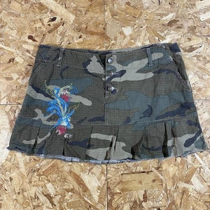 Vintage Y2K Zoey Beth bestickt Camouflage Plissee Minirock Damen Größe Large - Bild 1 von 3