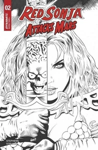 Red Sonja Attacks Mars #2J en estado bastante bueno/casi nuevo; Dynamite | Mars Attacks FOC 1:7 variante blanco y negro - - Imagen 1 de 1