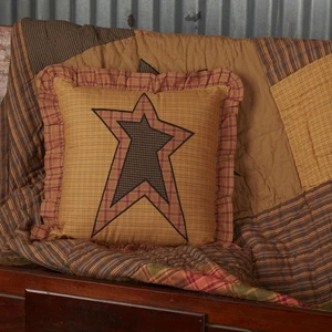 Primitive 12"x12" Applique Star Pillow Tan Thanksgiving Bedroom Decor VHC Brands - Picture 1 of 7