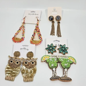 Earring Lot Ivy & Leo Seed Bead Owl Dangle Margarita NWT - Picture 1 of 9