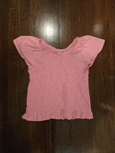 XL 14-16 Wonder Nation Pink Short Sleeve Smocked Girls Shirt - Picture 1 of 5
