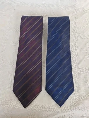 Canali Lot Of 2 Mens Textured Silk Ties Multi Coloured Striped Patterns. Classic - Image 1 of 4