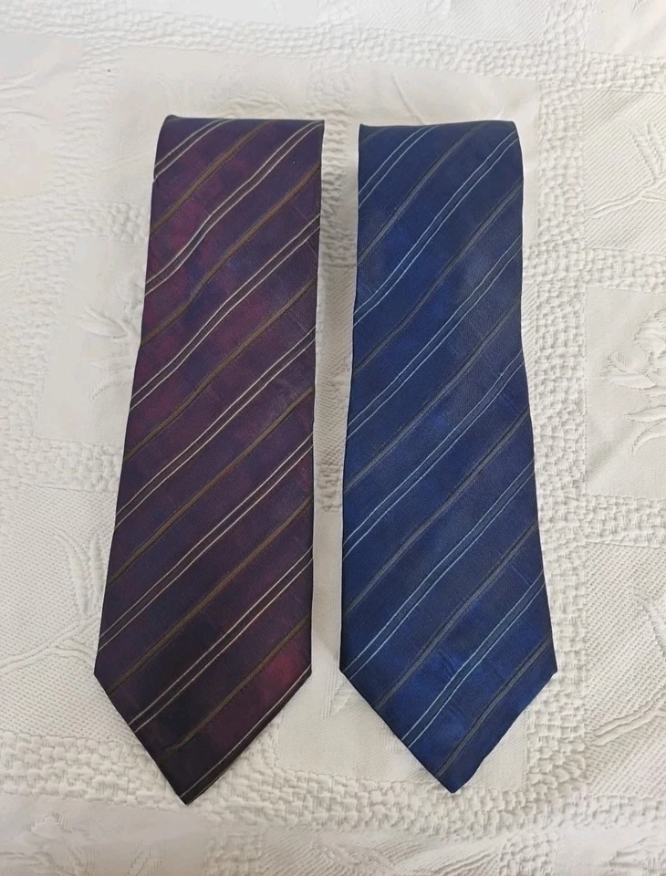 Canali Lot Of 2 Mens Textured Silk Ties Multi Coloured Striped Patterns. Classic - Image 1 of 4