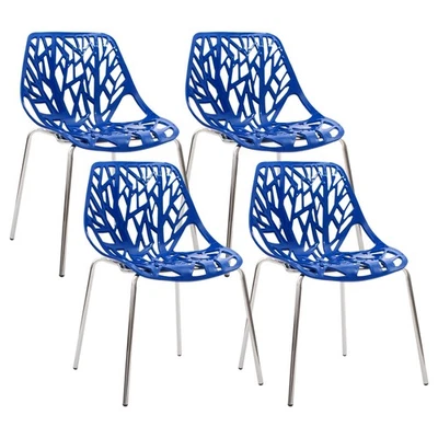 Modern Mid Century Plastic Shell Hollow Out Chair with Matal Legs for Living,... - Image 1 of 4