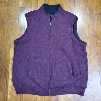 Pendleton Sweater Vest Mens 2XL Burgundy Reversible Shetland Wool Fleece Zip - Image 1 of 4