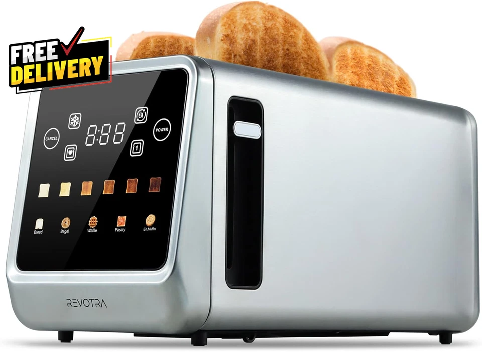 Tostadora Ranura Larga 4 Rebanadas Pantalla Táctil Pantalla LED 1.5 Ranuras Extra Anchas para T... Foto 1 de 4