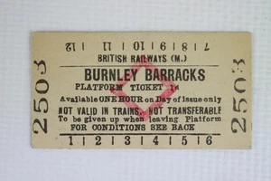 Billete de plataforma BR British Railways (M) estación Burnley Barracks - Imagen 1 de 2