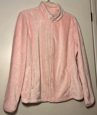 Made For Life Women’s Soft Fleece Jacket Size L Pink Pockets Front Open Zipper - Image 1 of 3