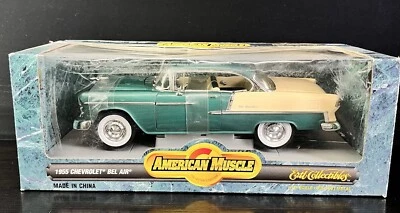 ERTL American Muscle 1955 Chevrolet Bel Air Green Ivory 7256   1:18 New In Box - Image 1 of 4