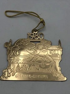 1980 Lillian Vernon Lillikins Christmas Ornament Grandma Santa Grandpa Gold Tone - Picture 1 of 12