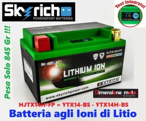 BATTERIA LITIO SKYRICH HJTX14H-FP 12V-CCA/240A per BMW S 1000 RR dal 2009 >2015 - Foto 1 di 1