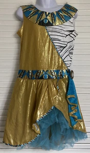 Disfraz de princesa egipcia de Cleopatra para niñas vestido azul y dorado, mediano - Imagen 1 de 4