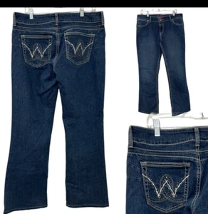 Wrangler Flared Western Jeans Womens Size 13/14 X 32 Dark Wash 10MWZAR Stretch - Picture 1 of 12