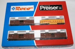 Vintage HO 1:87 Scale ROCO 44009 Preiser 30726 Circus Krone Freight Car Set - Picture 1 of 3