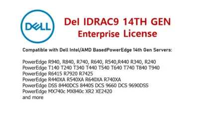 iDRAC9 Enterprise License for 14G Dell PowerEdge R740/R640/R540/R440/R340 - Image 1 of 2