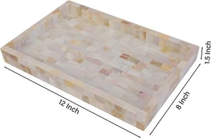 Tray Mother of Pearl Designer Decorative Kitchen And Dining Bathroom Handmade - Picture 1 of 9