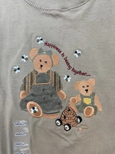 Vtg Boyds Collection Women M Shirt Happiness Is Together Cottagecore Teddy Bear - Picture 1 of 9
