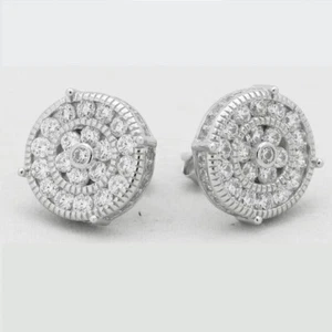 Men's Sterling Silver 925 Brilliant CZ 12mm Round Studs*Earring Unisex Box - Picture 1 of 3