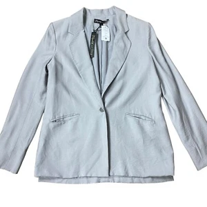 elizabeth & james Daryl Blazer Womens 8 Grey One Button Rayon Career Suit Jacket - Picture 1 of 17