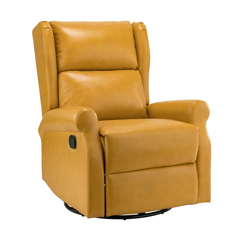 Karat Home Azil Faux Leather Manual Swivel Recliner - Yellow  MSRP $509.90 Cover