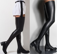 thigh high boots with attached belt