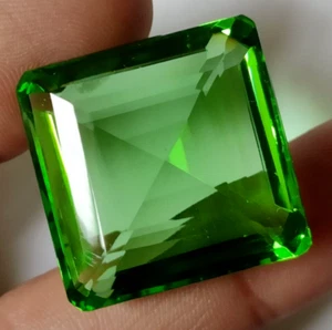 80.40 Ct. Large Green Peridot Square Cut Loose Gemstone Gift for Birthday/Her - Picture 1 of 6