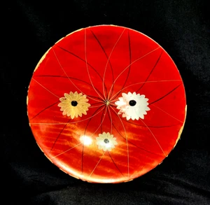 9.5" Mid Century Lacquered MCM Vcagco Japanese Bowl,Alcohol Proof, Floral - Picture 1 of 5